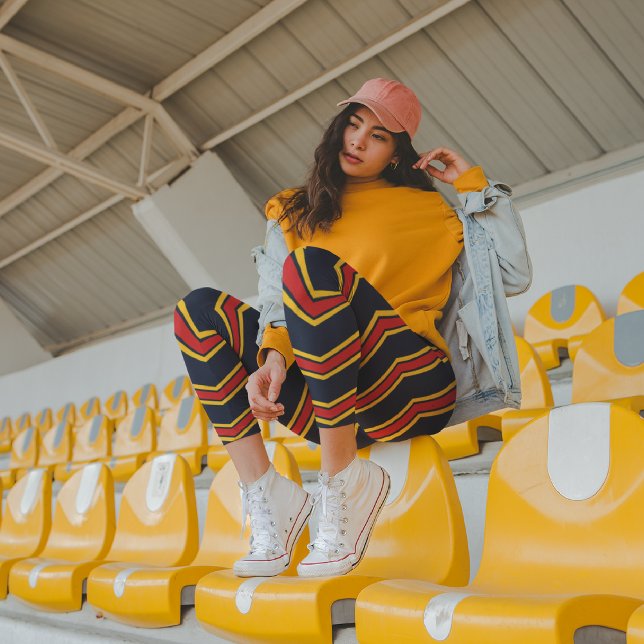 Red Yellow Chevrons  Capri Leggings (Creator Uploaded)