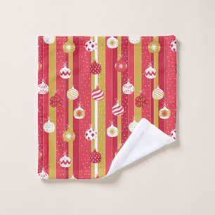 Red Yellow Christmas Tree Ornaments Wash Cloth