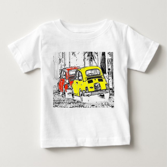 red yellow colour urban comic cartoon car baby T-Shirt (Front)