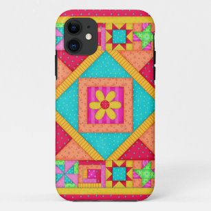 Red Yellow Colourful Patchwork Quilt Art Case-Mate iPhone Case