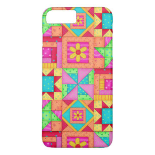 Red Yellow Colourful Patchwork Quilt Block Art iPhone 8 Plus/7 Plus Case