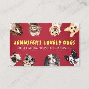 Red Yellow Cute Small Size Dogs Business Card