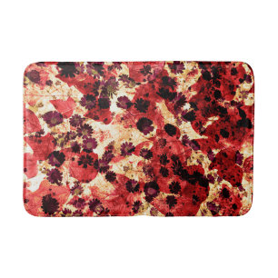 Red yellow daisy flower pattern abstract design bath mat