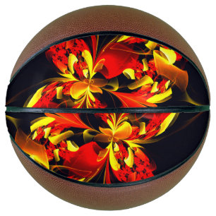 Red Yellow Floral Modern Abstract Art Pattern #10 Basketball