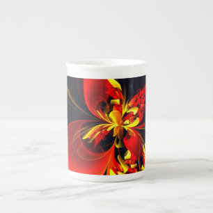 Red Yellow Floral Modern Abstract Art Pattern #10 Bone China Mug