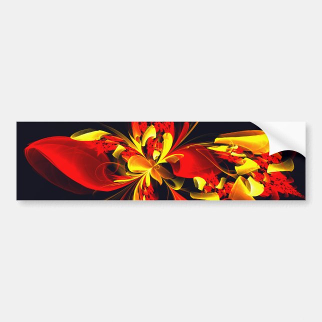 Red Yellow Floral Modern Abstract Art Pattern #10 Bumper Sticker (Front)