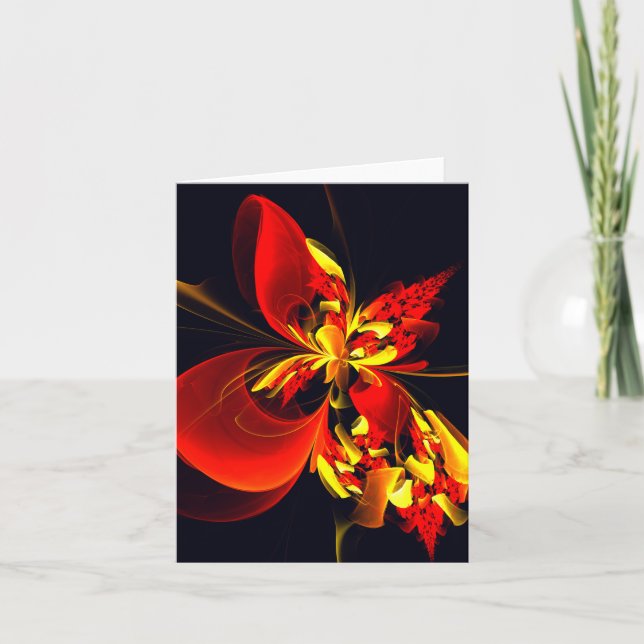 Red Yellow Floral Modern Abstract Art Pattern #10 Card (Front)