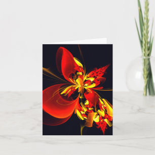 Red Yellow Floral Modern Abstract Art Pattern #10 Card