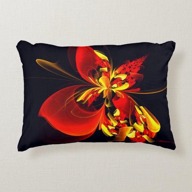 Red Yellow Floral Modern Abstract Art Pattern #10 Decorative Cushion (Front)