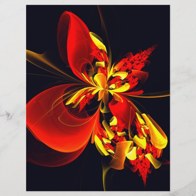 Red Yellow Floral Modern Abstract Art Pattern #10 Flyer (Front)