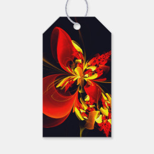 Red Yellow Floral Modern Abstract Art Pattern #10 Gift Tags