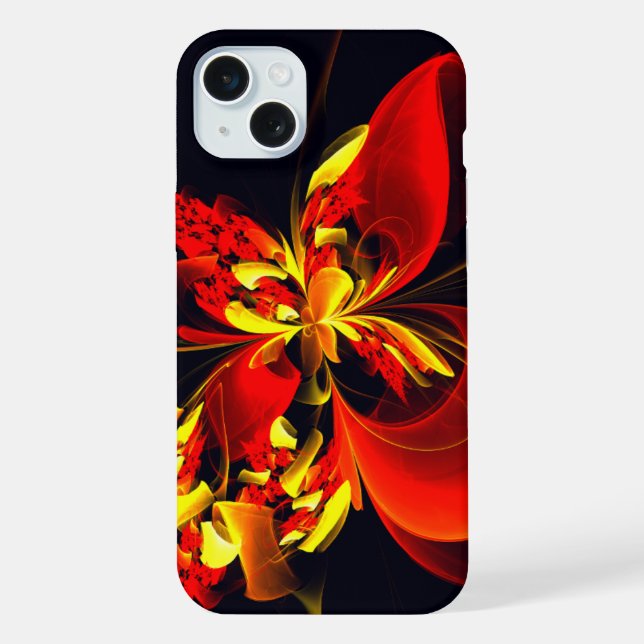 Red Yellow Floral Modern Abstract Art Pattern #10 iPhone Case (Back)