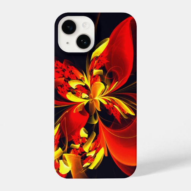 Red Yellow Floral Modern Abstract Art Pattern #10 iPhone Case (Back)