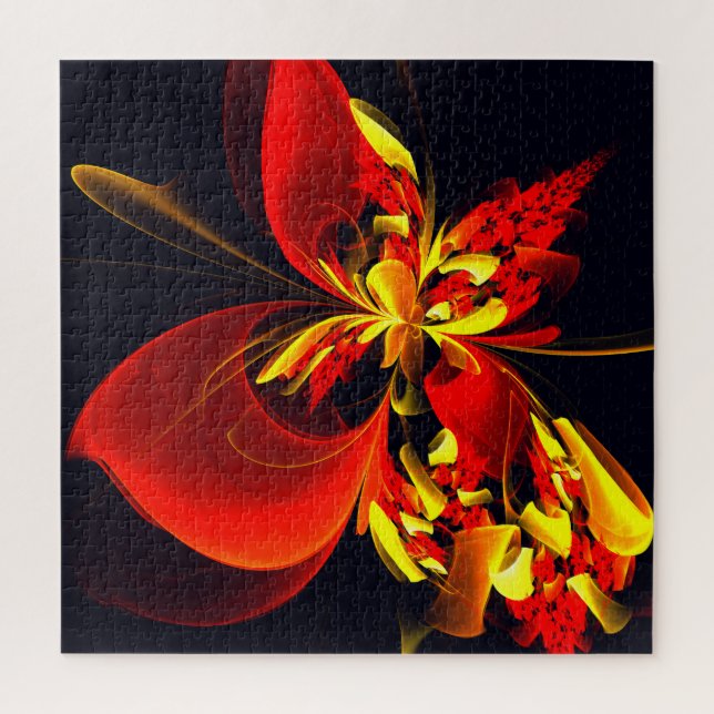 Red Yellow Floral Modern Abstract Art Pattern #10 Jigsaw Puzzle (Vertical)