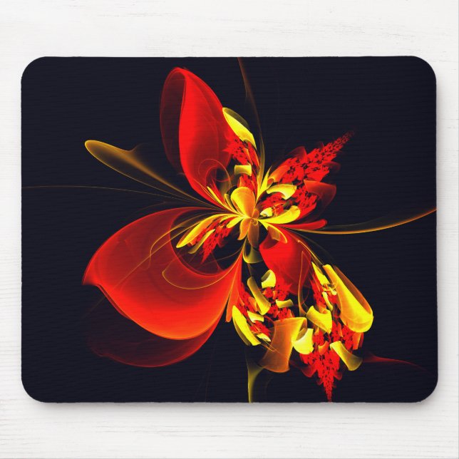 Red Yellow Floral Modern Abstract Art Pattern #10 Mouse Pad (Front)