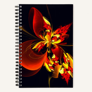 Red Yellow Floral Modern Abstract Art Pattern #10 Notebook