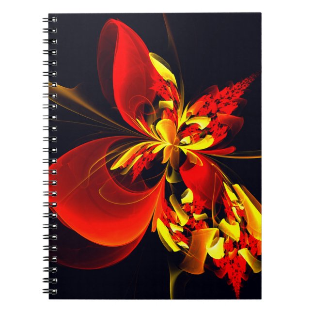 Red Yellow Floral Modern Abstract Art Pattern #10 Notebook (Front)