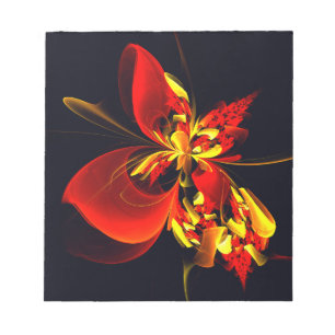 Red Yellow Floral Modern Abstract Art Pattern #10 Notepad