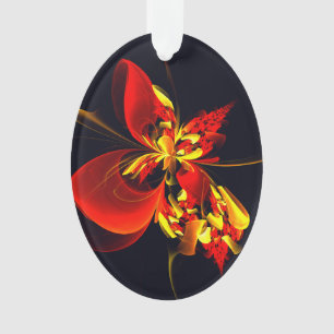 Red Yellow Floral Modern Abstract Art Pattern #10 Ornament