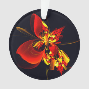 Red Yellow Floral Modern Abstract Art Pattern #10 Ornament