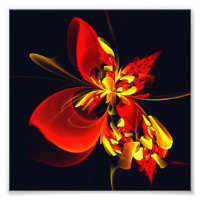 Red Yellow Floral Modern Abstract Art Pattern #10