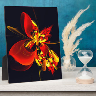 Red Yellow Floral Modern Abstract Art Pattern #10 Plaque