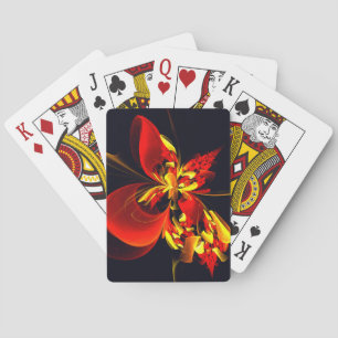 Red Yellow Floral Modern Abstract Art Pattern #10 Playing Cards