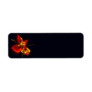 Red Yellow Floral Modern Abstract Art Pattern #10 Return Address Label