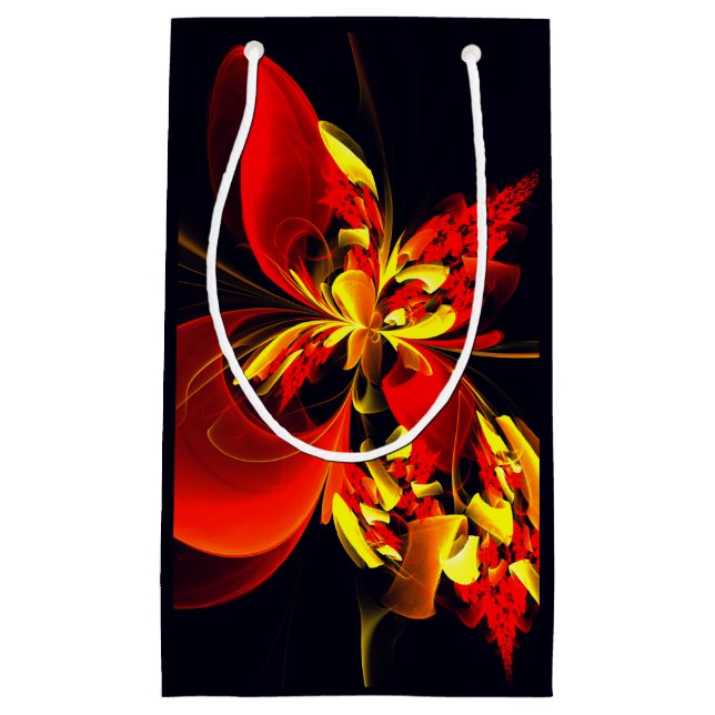 Red Yellow Floral Modern Abstract Art Pattern #10 Small Gift Bag (Front)