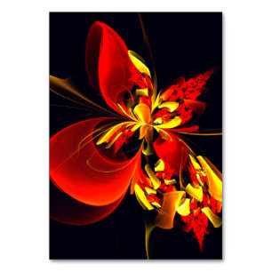 Red Yellow Floral Modern Abstract Art Pattern #10 Table Number