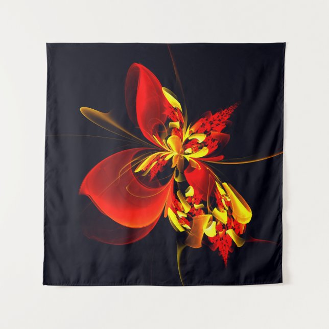 Red Yellow Floral Modern Abstract Art Pattern #10 Tapestry (Front)
