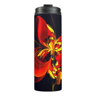 Red Yellow Floral Modern Abstract Art Pattern #10 Thermal Tumbler