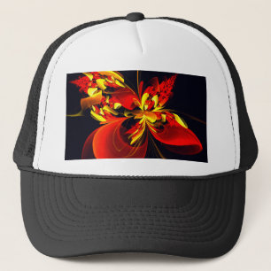 Red Yellow Floral Modern Abstract Art Pattern #10 Trucker Hat