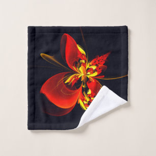Red Yellow Floral Modern Abstract Art Pattern #10 Wash Cloth