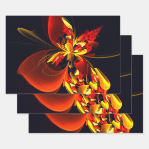 Red Yellow Floral Modern Abstract Art Pattern #10 Wrapping Paper Sheet