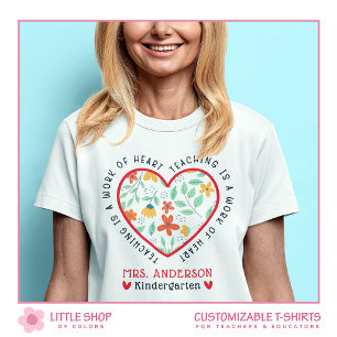 Red Yellow Floral Teaching is a Work of Heart T-Shirt