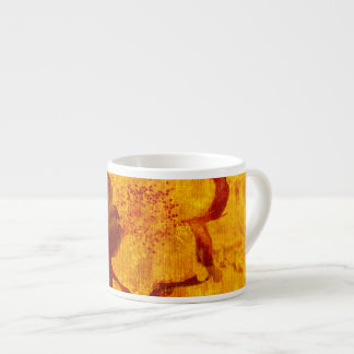Red yellow flower grunge digital graphic art espresso cup