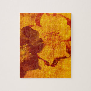 Red yellow flower grunge digital graphic art jigsaw puzzle