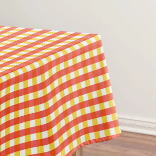 Red Yellow Gingham Check Design Tablecloth