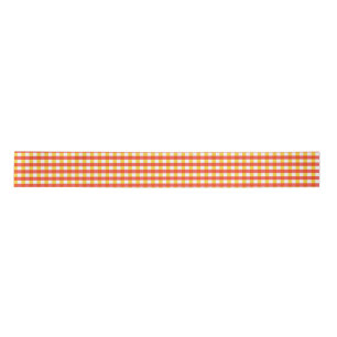 Red Yellow Gingham Check Satin Ribbon