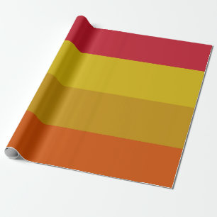 Red, Yellow, Gold and Orange Stripes Wrapping Paper