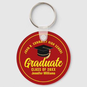 Red Yellow Graduate Custom 2025 Graduation Key Ring