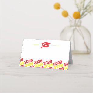 Red & Yellow Graduation Folding Label, Food Place Card