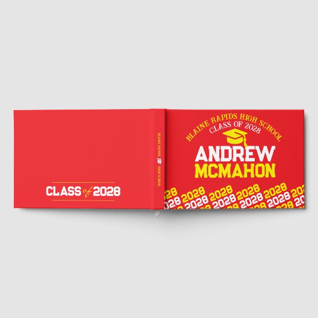 Red & Yellow Graduation Personalised Guest Book (Full)