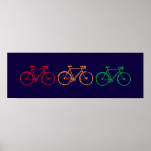 red yellow green bicycles poster