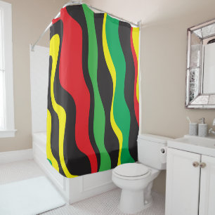 Red Yellow Green Black Rasta Wave Shower Curtain