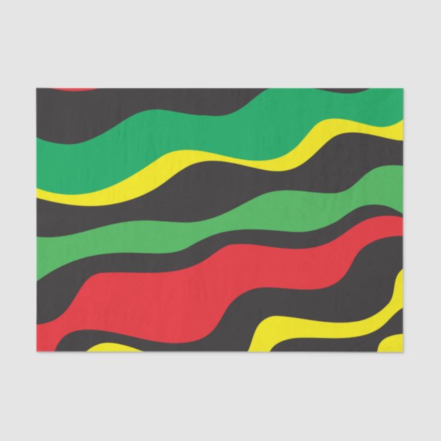 Red Yellow Green Black Rasta Wave Tissue Paper (Front)