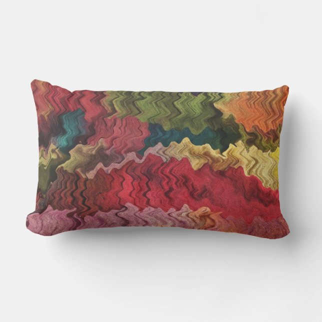 Red Yellow Green Blue Pink Abstract Outdoor Pillow (Front)