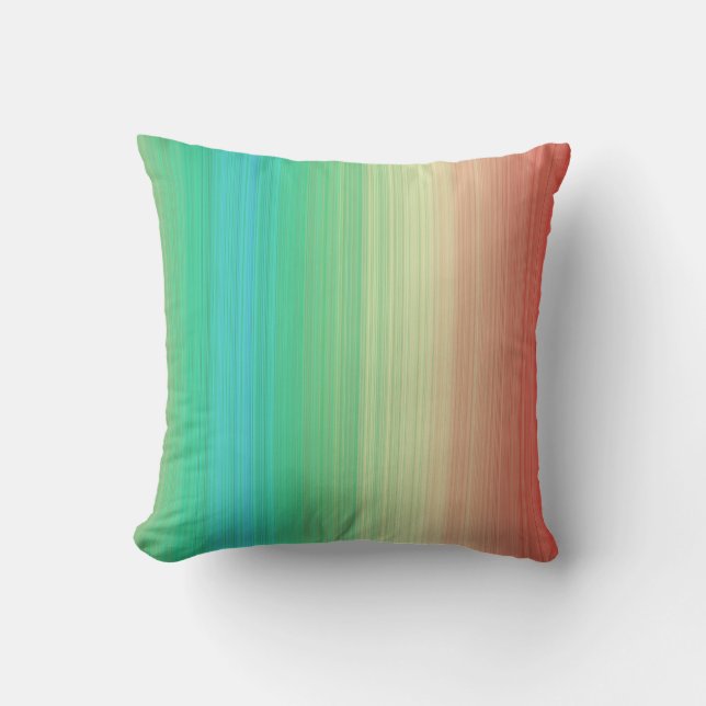 Red Yellow Green Blue Stripes Cushion (Front)