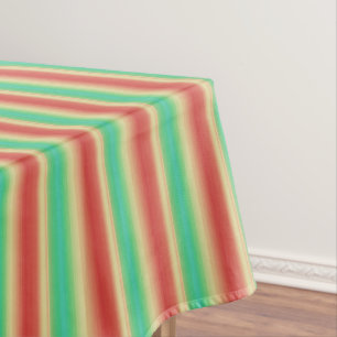 Red Yellow Green Blue Stripes Tablecloth